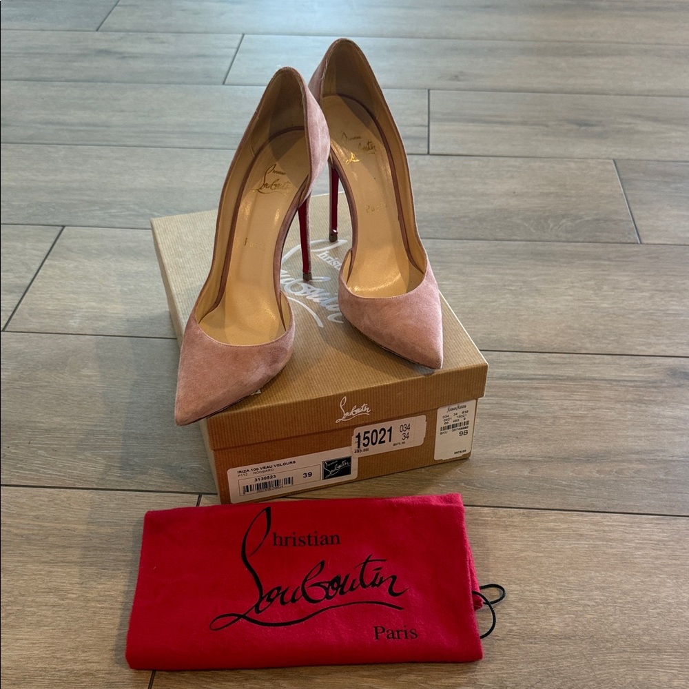Christian Louboutin Blush Pink Suede Heels